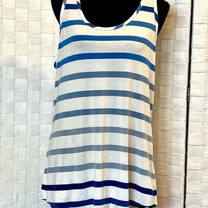 CAbi Blue and White Sleeveless Tank Top Relaxed Fit